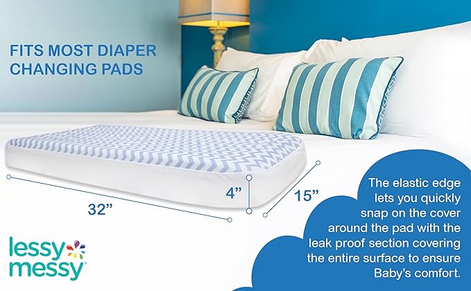 Leak-Proof Changing Pad Cover (32×16×4) — Soft, Hygienic Unique Machine Washable & Dryer Safe,Snug Elastic Edges Perfect for New Parents (Blue)