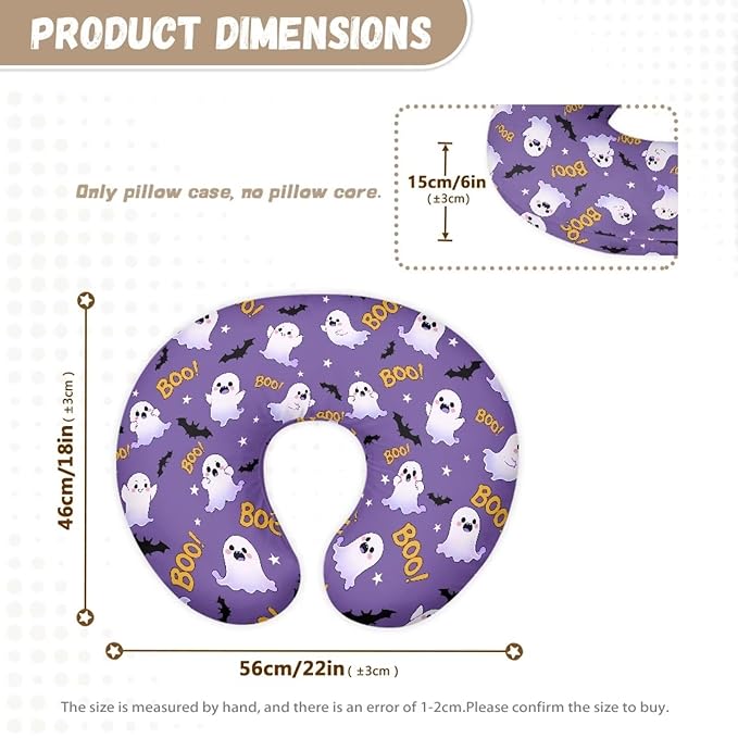 Halloween Ghost Baby Mom Nursing Pillow Cover Breastfeeding Pillow Cover Print Cute and Safety Girls Boys Essentials, 1 Pack