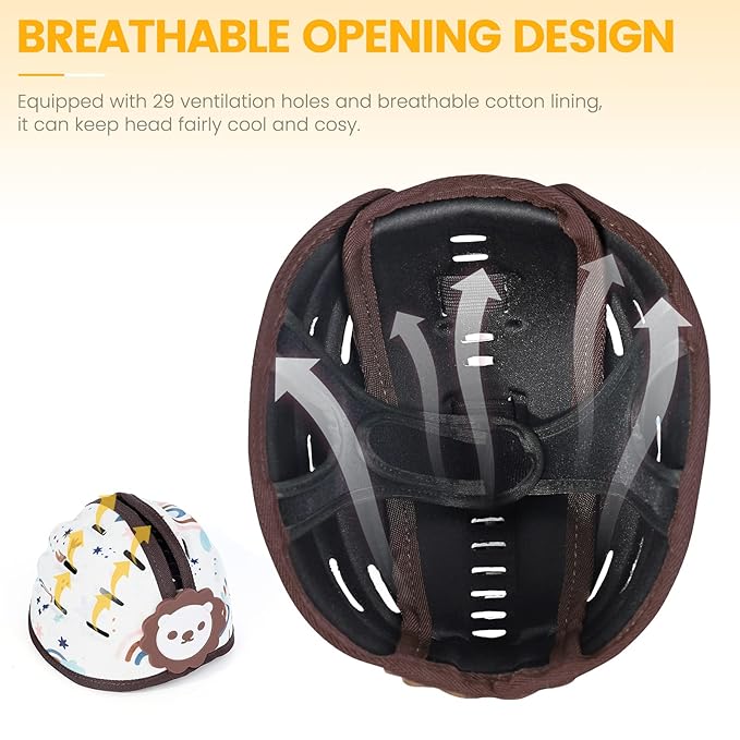 Baby Head Protector for Crawling and Walking, Anti-Collision Soft Infant Helmet for 6-24 Months, Breathable & Ultra-Lightweight & Expandable and Adjustable (Brown Lion)