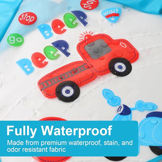 Accmor 4 Pack Long Sleeve Baby Bibs, Waterproof Sleeved Bib, Toddler Baby Girls Boys Smock Bibs for 6-36 Months