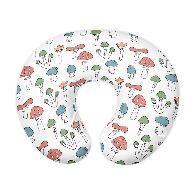 Multi Colorful Mushroom Nursing Pillow Cover Baby Breastfeeding Slipcover Infant Newborn Nursery Bottle Pillowcase Easy to Use and Dustptoof