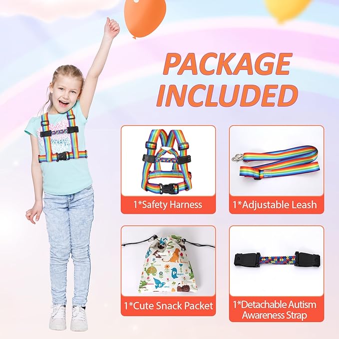 JXM Safety Walking Harness for Big Kids with Autism Ages 6-12, Child Elopement Leash with Grab Handle and Tether, Prevent Wandering in Public for Special Needs, Autistic ADHD Active Children