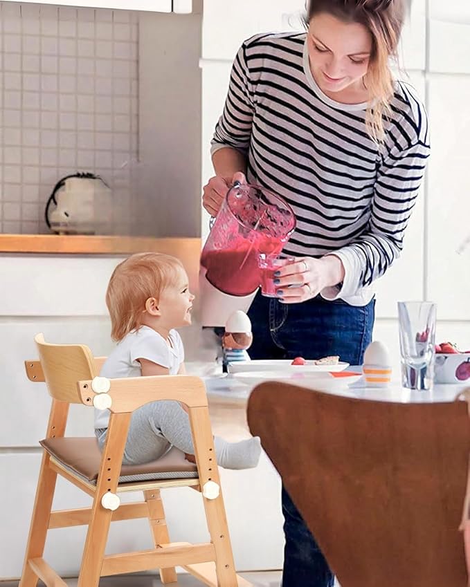Wooden High Chair for Toddlers, Kids Restaurant High Chair Wood for Dining and Studying, Wooden High Chairs with Adjustable Seat, Backrest and Footrest, 300 Lb Capacity