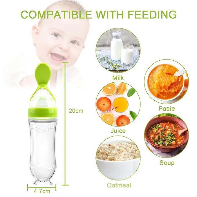 Food Feeder for Baby, Fruit Feeder Pacifier (3 Pcs) with 6 Different Sized Silicone Pacifiers,Silicone Baby Food Dispensing Spoon 90ML with Babies Spoons,Pacifier Clip Babies Feeding Set