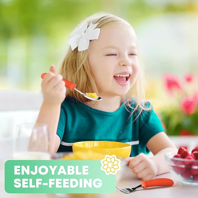 Toddler Utensils, Toddler Forks and Spoons, Baby Stainless Steel Silverware Set with Storage Box for Self Feeding Safe, Dishwasher Safe (3 Set with Case)