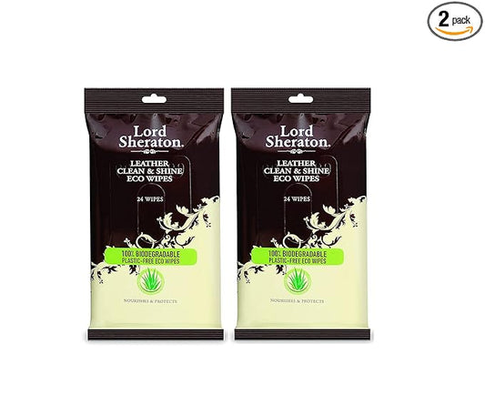 Lord Sheraton Leather Clean and Shine Eco Wipes - 24 in a pack - Two Packs (48 wipes)