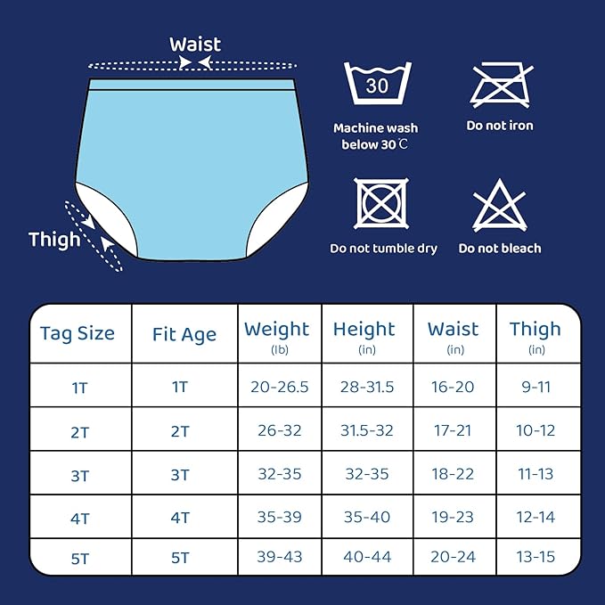 BISENKID 6 Packs Waterproof Plastic Underwear for Toddlers Potty Training Good Elastic Plastic Diaper Covers for Potty Training Pants and Cloth Diaper Boys 5t