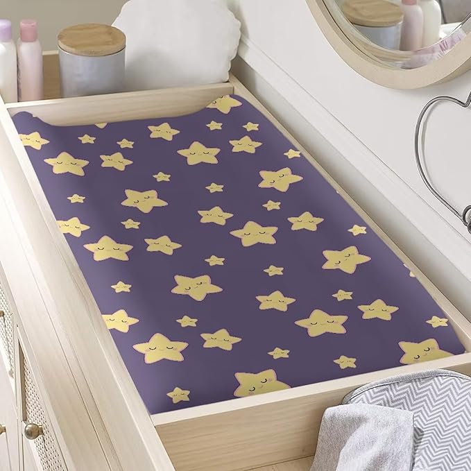 Cartoon Stars Changing Pad Cover Comfy Soft Diaper Change Table Sheets Breathable Baby Boys Girls Changing Pad Protectors, One Size