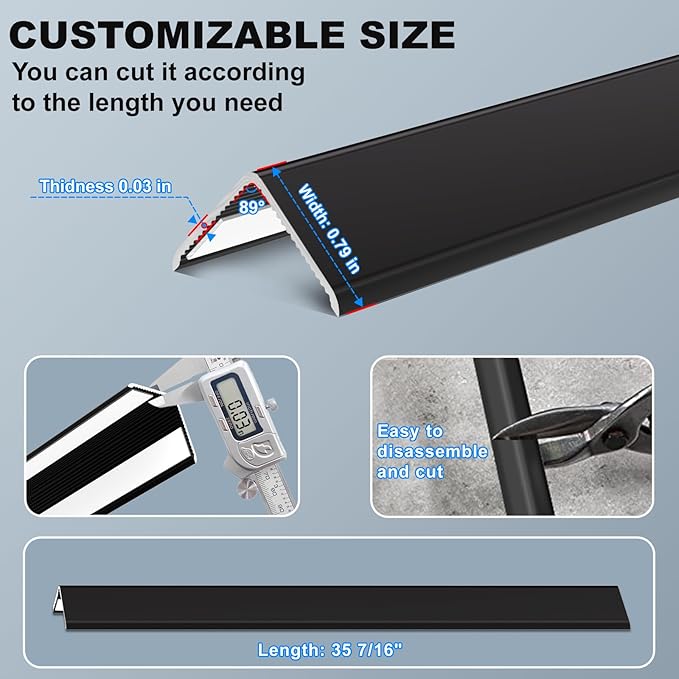 Black Wall Corner Protector, 4Pcs, Length 35.4in, Width 0.79in - Self Adhesive Metal Corner Protector for Aluminum Trim molding, Cabinet Edge Guard, Easy to Install