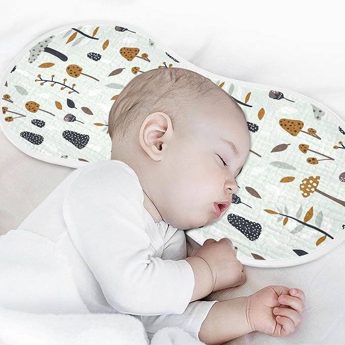 Muslin Burp Cloths for Baby Boys and Girls - 4-Pack Ultra Absorbent Mushroom Muslin Washcloths, Newborn Towel, Milk Spit Up Rags, Burp Cloth Bib for Unisex, 22 x 11 Inch