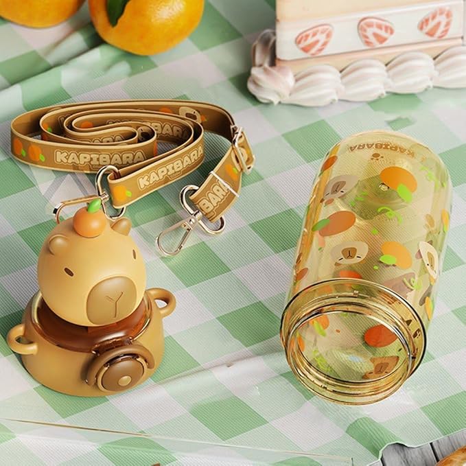 Kawaii Capybara Water Bottle Tritan Bottles Water Cup Kids Portable Kapibara Drinks Bottle for School/Cycling/Running