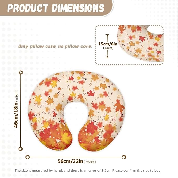 Maple Leaf Note Baby Fashion Nursing Pillow Cover Baby Breastfeeding Slipcover Newborn Safety and Comfy Cover for Daily Life, 2 Packs