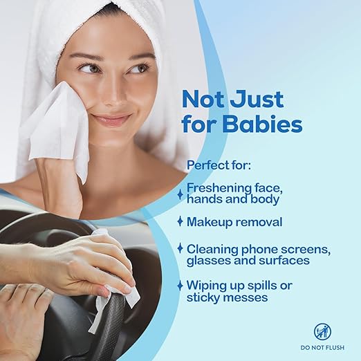Dynarex DynaCare Hugs of Love Baby Wipes - Unscented - Large - Alcohol-Free Wipes with Aloe & Lanolin, Safe for Sensitive Skin - 80 Wipes per Tub, 12 Tubs per Case