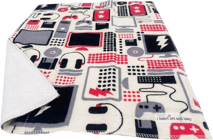 Infant Burping Cloth, Burp Cloths for Baby Boy or Girl, Soft and Absorbent - Cotton Reusable Spit Up Rags, XLarge, 1 Count (Gamer)
