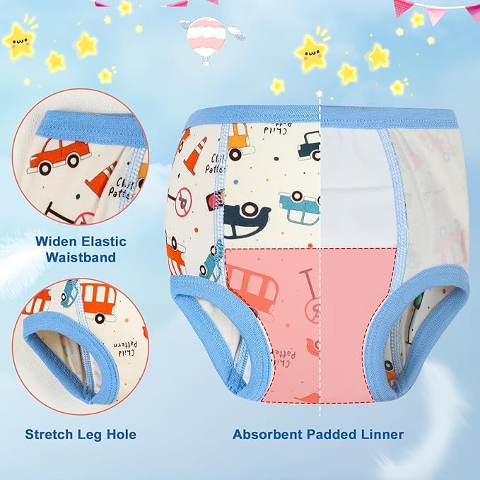 MooMoo Baby Training Underwear for Boys and Girls Absorbent Toddler Training Pants for Girs 2T-7T