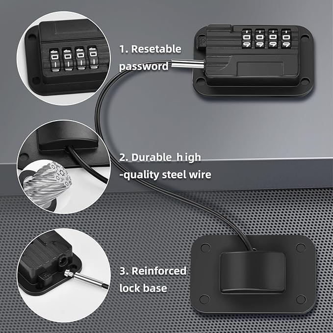 Ougourim Upgraded Combination Fridge Lock for Child Safety, Keyless Refrigerator & Freezer Lock with Code for Kids, Black