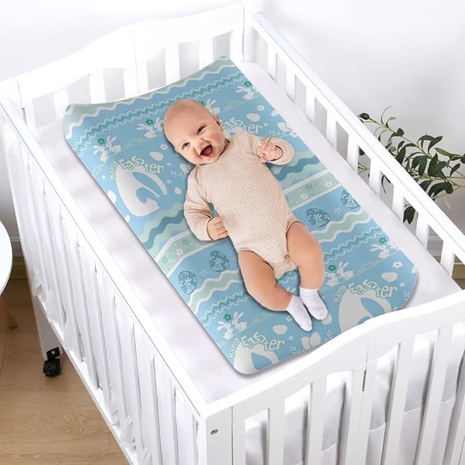 Easter Candy Changing Pad Cover Boys Rabbit Changing Table Covers for Baby Girls and Boys Soft Diaper Changing Pad Cover