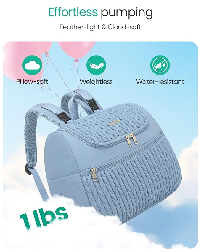 Qualyphant Breast Pump Bag for Spectra S1/S2 & Medela – Insulated Cooler Bag, 13" Laptop Sleeve, Diaper Bags Backpack – Lightweight, Water-resistant & Stylish for Work, Travel, Blue