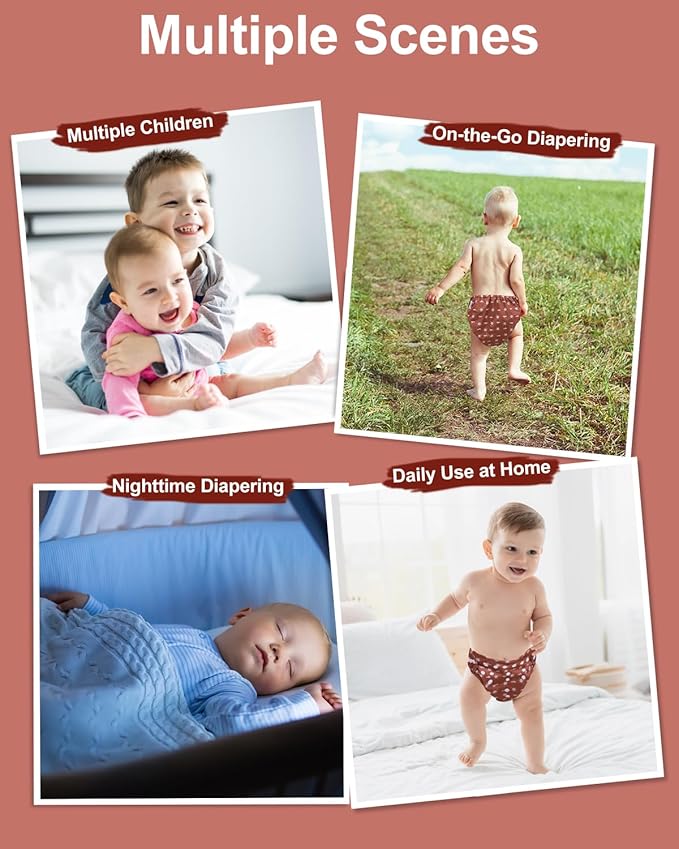 babygoal Cloth Diaper Covers 6 Pack with Wet Bag for Fitted Diapers and Prefolds with Double Gussets, Adjustable and Reusable for Baby Boys and Girls