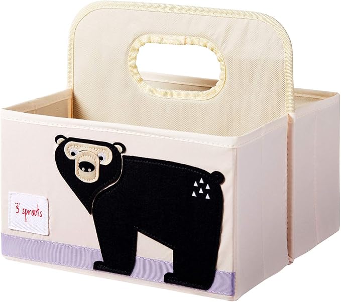 3 Sprouts Baby Diaper Caddy, Organizer Basket for Nursery, Bear