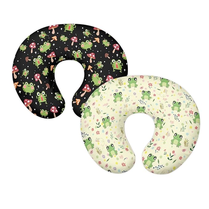 GOSTONG Frog Nursing Pillow Cover for Baby Boy Girl Personality Stretchy Pillow Covers 2 Piece Slipcover Protective for Newborn Feeding Pillow 22"x18"