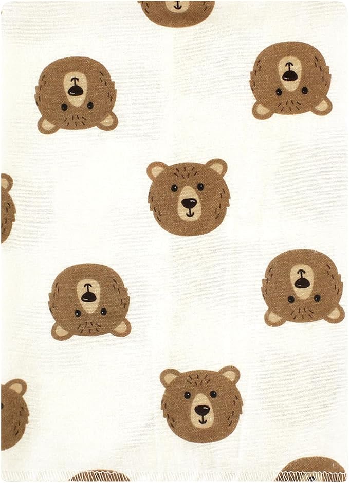 Hudson Baby Unisex Baby Cotton Flannel Burp Cloths Bundle, Brown Bear, One Size