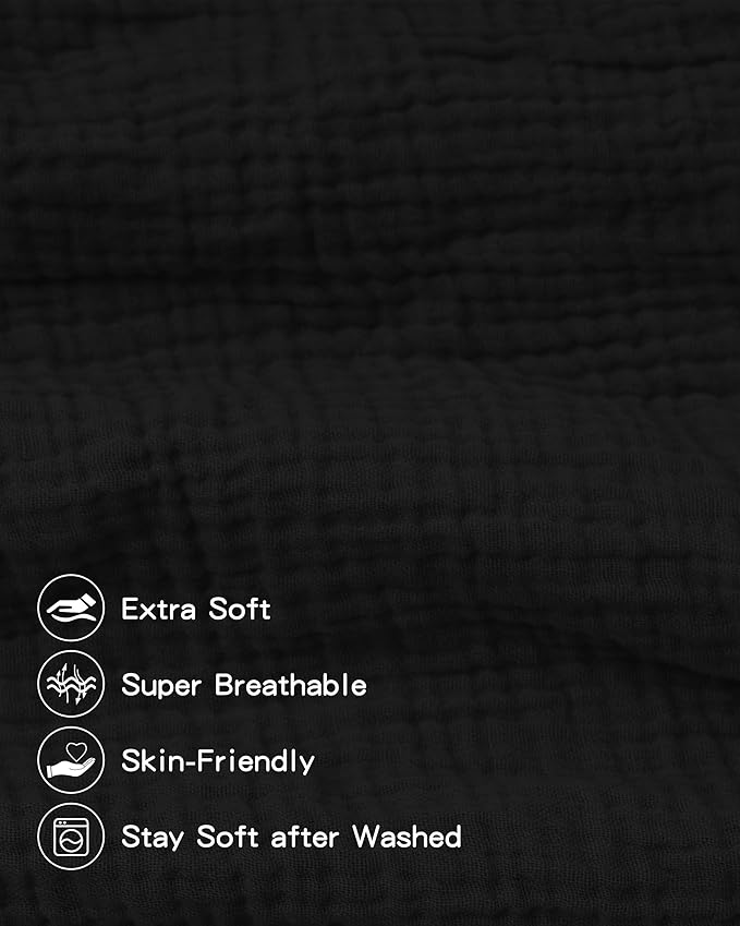 Pro Goleem Muslin Changing Pad Cover for Boys and Girls, Soft Breathable Fitted Cotton Diaper Changing Table Pad Sheets, Neutral, 1 Pack (Black)