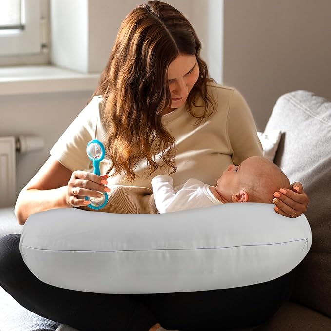 Hooyax Waterproof Nursing Pillow Cover, Stretchy Nursing Covers for New-Designed Breastfeeding Pillows, Adorable Infant Feeding Pillow Slipcover for Baby Boy and Girls (Grey)