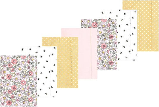 Luvable Friends Hudson Baby Flannel Burp Cloths 7pk, Pink Yellow Floral