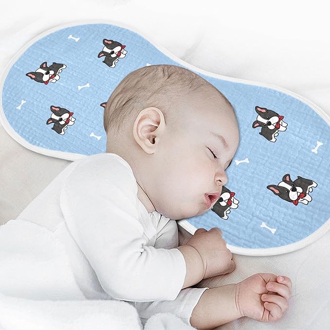 vvfelixl Muslin Burp Cloths Boston Terrier Dog Baby Washcloths for Baby Girl Boys 2 Pack Blue