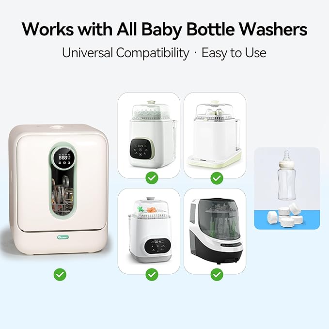 IAGREEA 150 PCS Detergent Washing Tablets, Bottle Washer Tablets for Baby Brezza, GROWNSY, Momcozy Bottle Washers, Natural Formula, Highly Effective Cleaning, Efficiency Removes Milk Residue & Odor