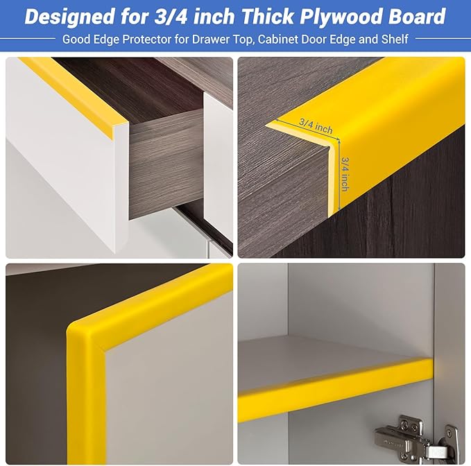 Wall Corner Protector, Peel and Stick Wall Corner Trim, Flexible Rubber Molding Wall Corner Guard, L Shaped Self Adhesive Edge Protector Moulding Trim for Wall Edge Ceiling, Yellow, 3/4in,10Ft
