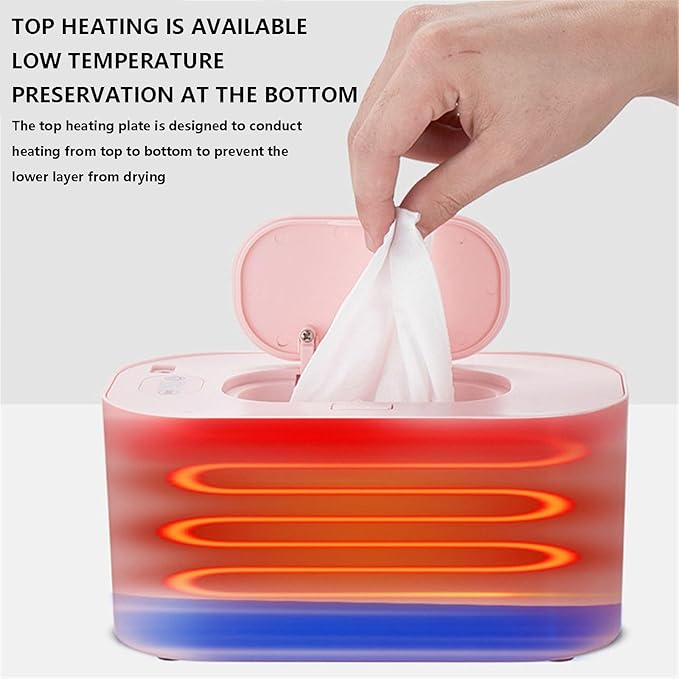 Wipes Warmer, Fast Heating Wipe Warmer and Baby Wet Wipes Dispenser for Home Use Adjustable Temperature Holds 80 Wipes, Travel Friendly with Direct Plug-in Power