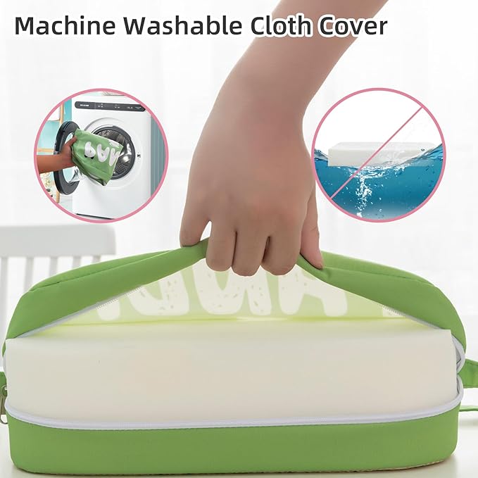Eiury Toddler Booster Seat for Dining Table, Portable Kids Booster Seat with Safety Buckles Portable Increasing Booster Cushion with Non-Slip Bottom (Green Panda)