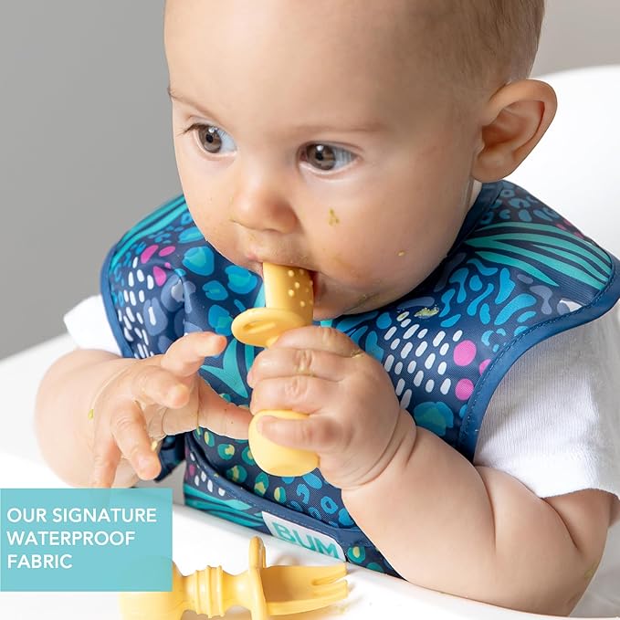 Bumkins Bibs, for Baby Girl or Boy, Infant 3-9 Months,Essential Must Have for Eating, Feeding, Baby Led Weaning, Mess Saving Waterproof Soft Fabric, Starter Bib 2-pk Jungle and Animal