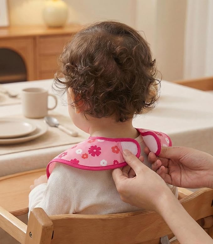 3-Pack Waterproof Baby Bibs for Eating - Mess Proof Lightweight Toddler Feeding Bibs with Large Food Catcher, Food-Grade Baby Eating Essentials, Easy to Put On & Clean(Pink Floral)