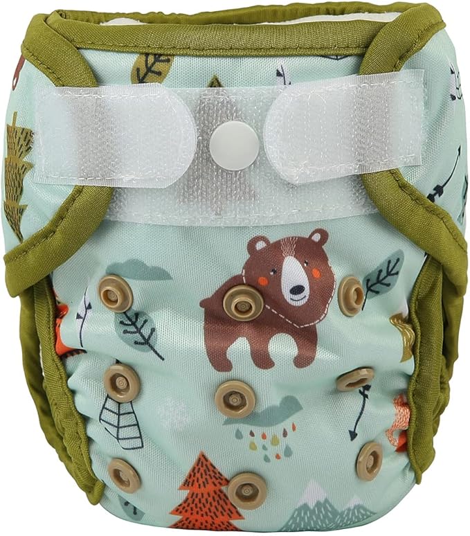 Newborn Baby Cloth Diaper Cover Nappy Hook and Loop (Bear Fox Teepee)
