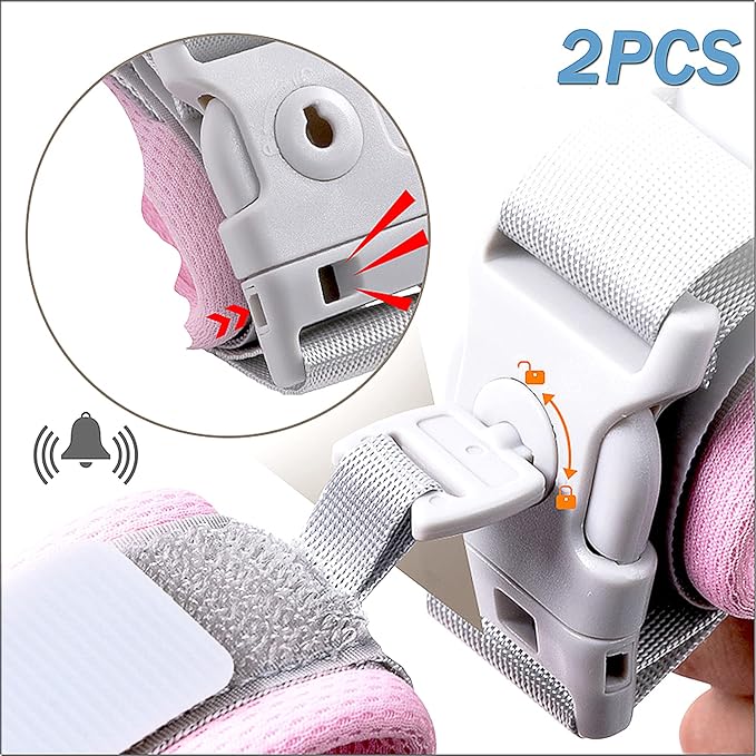 2PCS Anti Lost Wrist Link Safety Wrist Link with Key Lock, Child Leash with Whistling Suitable for Children, Infants and Children Safely