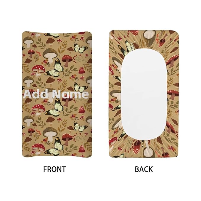 Mushroom Custom Baby Changing Pad Covers Personalized Diaper Change Table Pad Cover for Girls Boys Stretchy Nursery Changing Table Sheets Cover