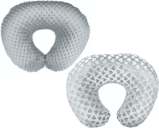 Kiddyklouds Nursing Pillow Slipcover - Breastfeeding Pillow Cover. Highly Water Resistant Minky Fabric (PP 03 - Set of 2 Grey)
