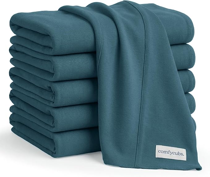 Comfy Cubs Baby Burp Cloths Set (Pack of 6) - Large, 6-Layer, Ultra Absorbent 100% Cotton for Infant Spit-Up, Drool, and Messes - Soft, Gentle, Thoughtful New Born Baby Gifts, Neptune