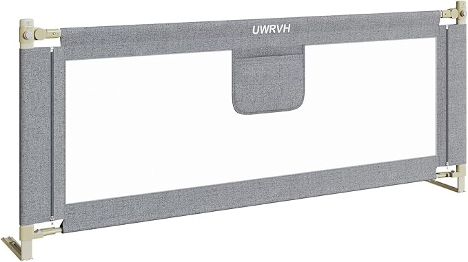 Bed Rails for Toddlers，Toddler Bed Rails，Bed Rail for Baby - Adjustable Height Bed Guard with Child Safety Lock, Universal Fit for King/Full/Twin Beds (Grey, 1 Side 82.5Inch)