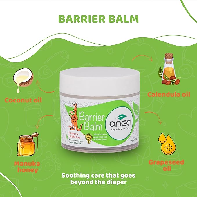 ONEA Baby Barrier Balm - Gentle Diaper Rash Cream with Grapeseed, Coconut and Jojoba oil - Soothing Diaper Cream for Sensitive Skin