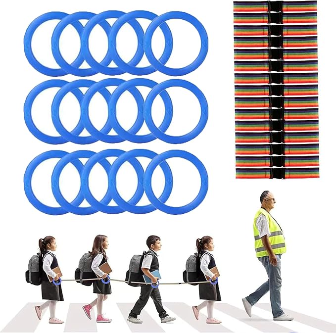 Walking Rope for Preschool - 12-Ring with Detachable Safety Line | Walking Line with Handle - Ease Teachers' Workload Efficiently| Safe Lineup & Play & Educational Aids