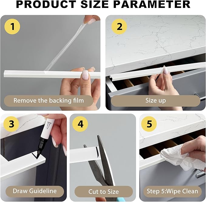 Cabinet Protectors for Kitchen Cabinets, White Cabinet Door Protector Trash Drawer Protector Edge Guard, Plastic Slip on Protectors for Cabinets– 3/4" Thick, 18" Length