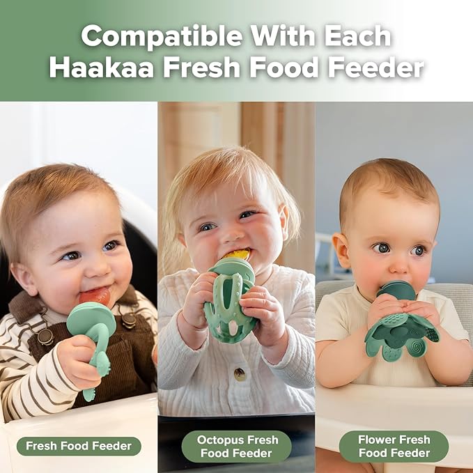 haakaa Silicone Replacement Pouch for Baby Fruit Food Feeder, Food Grade Silicone Feeder Sacs, BPA Free (Large Size, 2PCS)