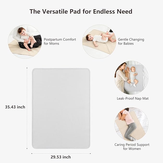Baby Changing Pad Portable Changing Pad for Baby 2 Pack, 35 * 29.5 inch Foldable Changing Mat for Diaper Bag, Newborn Baby Essentials - Apricot&Gray