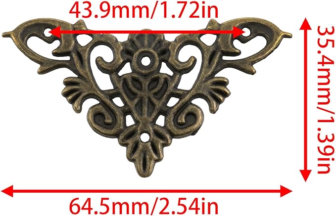 8PCS Retro Bronze Decorative Corner Protectors Decorative Metal Trim Vintage Relief Pattern for Cabinets Jewelry Boxes and Photo Frames
