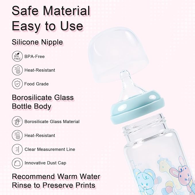 LittleForBig Adult Glass Feeding Bottle Ultra Printed Specialty Oversized Baby Parade Pattern