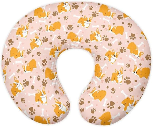 Cute Corgi Nursing Pillow Cover Breastfeeding Pillow Slipcover Hidden Zipper Design Feeding Pillow Cover U-Shaped Soft and Skin-Friendly
